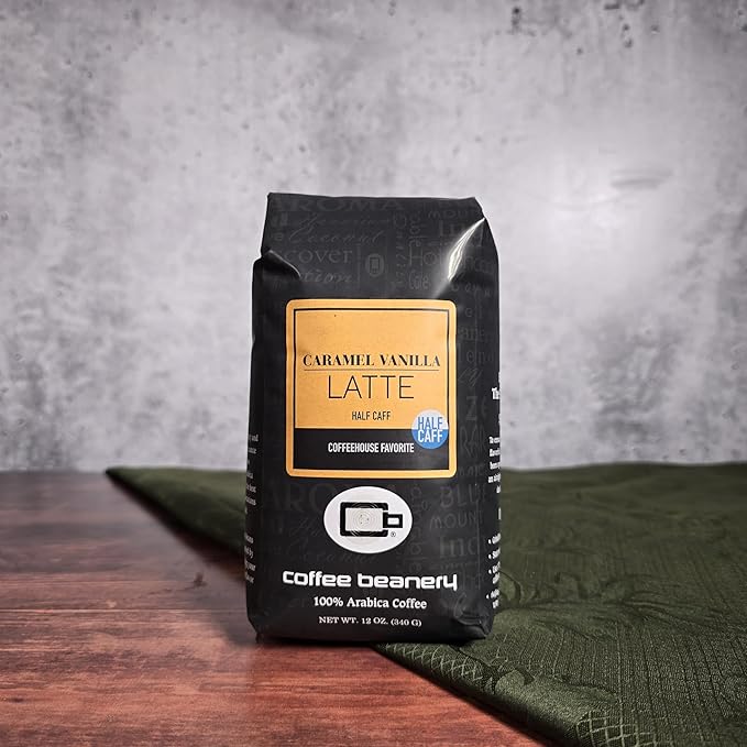 Half Caff Caramel Vanilla Latte Flavored Coffee | 12oz Whole Bean | 100% Specialty Arabica