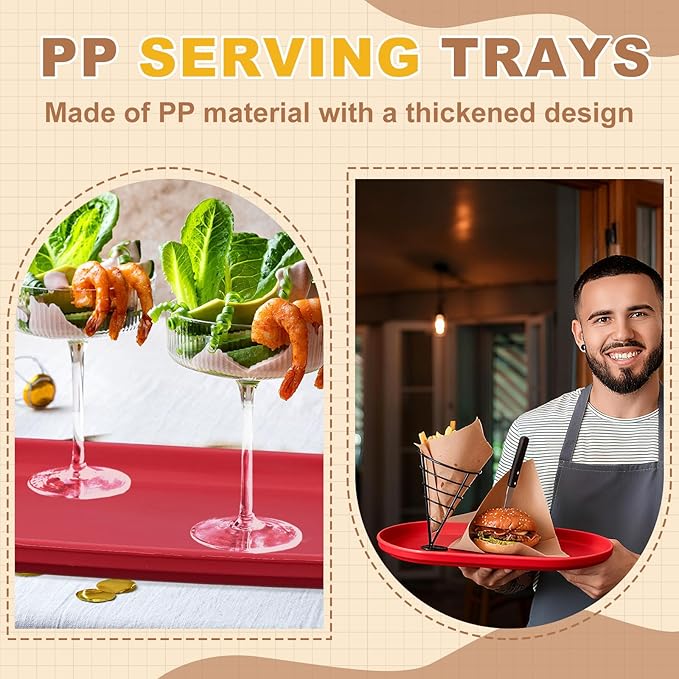 uxcell 2Pcs Fast Food Serving Trays, 12x6.6 Oval Reusable Restaurant Serving Trays for Kitchen Restaurant Coffee Fruit Burger Lunch Dessert, Dark Green