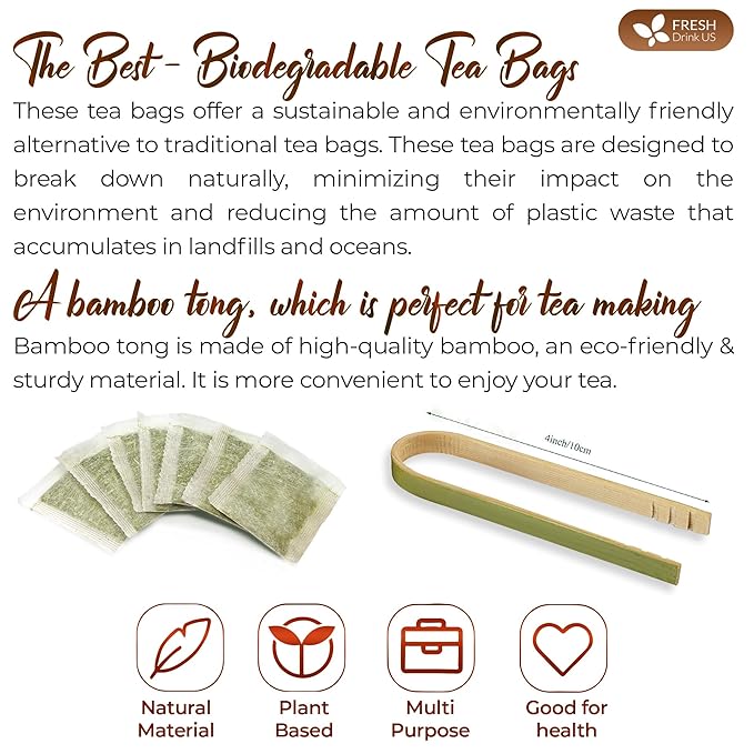 FreshDrinkUS, Premium 55 Marshmallow Root Tea Bags, 100% Natural & Pure from Marshmallow Root, Eco-Conscious Tea Bags, Herbal Tea. No Sugar, No Caffeine, No Gluten, Vegan.