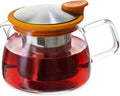 FORLIFE Bell Glass Teapot with Basket Infuser, 14 oz./430 mL, Orange