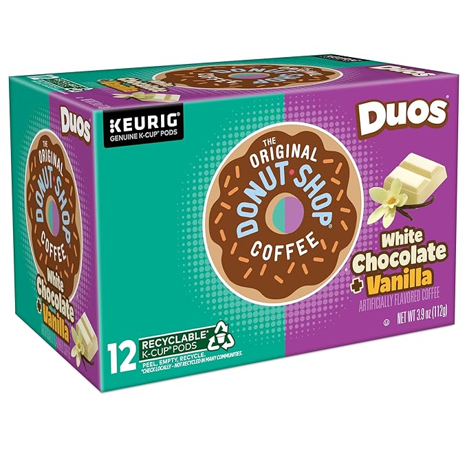 The Original Donut Shop Duos White Chocolate + Vanilla, Keurig Single Serve K-Cup pods, 72 Count