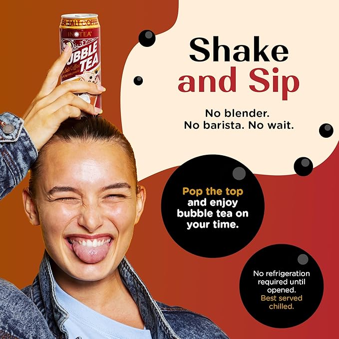 Inotea Bubble Tea with Tapioca Pearls - Delicious, Instant Boba Tea - Ready-to-Drink Black Milk Tea - Comes in Large 16.6 oz Cans - Enjoy Real Boba Without the Long Lines - Sea Salt Coffee - 12 pack