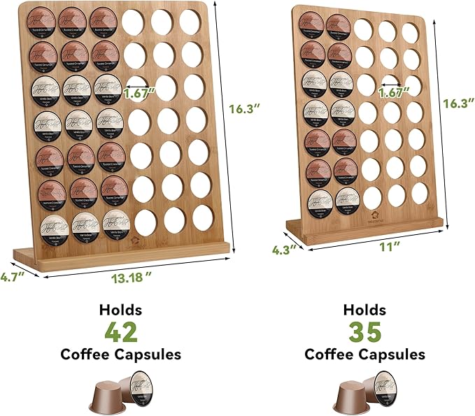 simesove K Cup Holder, Bamboo Keurig Storage Organizer, Holds 35 Pods for Coffee Bars, Offices, and Kitchens, k-cup Pod Holders Display Rack for Countertop
