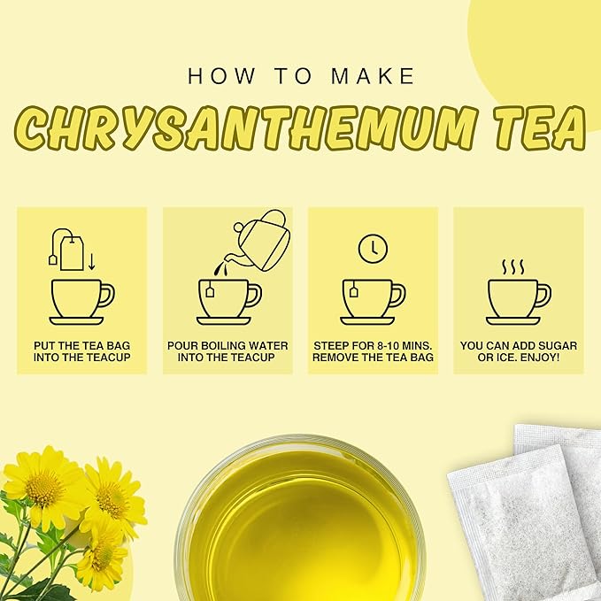 KHWAN’S TEA Chrysanthemum Flower Tea – Premium Herbal Tea, Caffeine-Free, Sun-Dried Flowers, Soothing Aroma, Perfect for Relaxation
