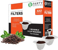 Party Bargains 300 Disposable Paper Coffee Filters – White Compact Design for Keurig Brewers and Compatible with K-Cup Pods 1.0 & 2.0 Models, single use coffee filters
