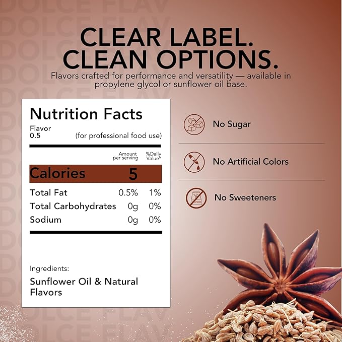 Dolce Flav Star Anise Extract – 2 Ounce Oil-Soluble Kosher, Sugar-Free, Concentrated Licorice Anise Flavoring for Baking, Cookies & Liqueurs, Includes Measured Dropper.