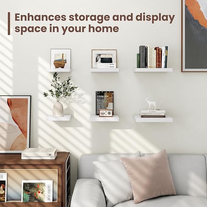 Fun Memories Floating Shelves for Wall - 9.3 Inch Square Shelves with Invisible Brackets, Small Wall Shelf for Living Room, Bathroom, Bedroom, and Kitchen Decor，Set of 3