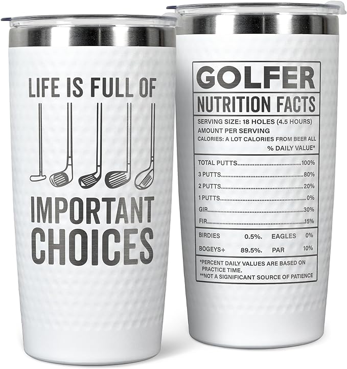 Golf Gifts for Men, Grandpa, Uncle, Golfer, Boss, Dad, Husband, Him, Boyfriend - Grandpa Uncle Gifts - Birthday, Christmas Gift for Golfers Men - 20 Oz Life Full Of Important Choices Tumbler