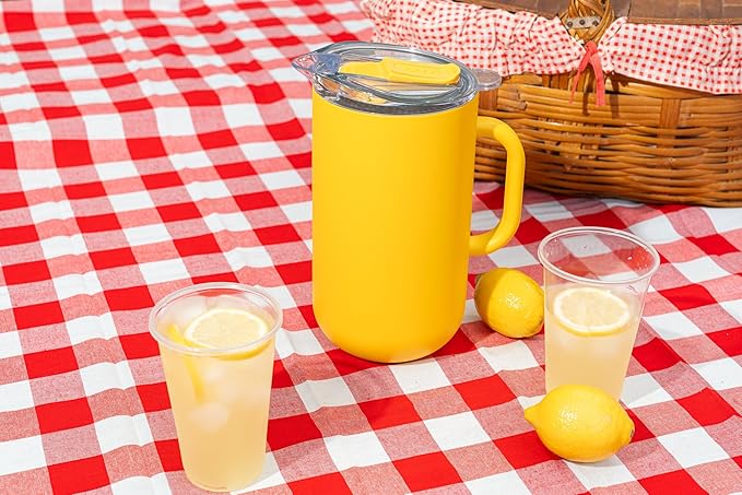 Served Premium Insulated Pitcher (2L/66oz) - Double Walled, Copper Lined Stainless Steel Pitcher with Lid - Vacuum Insulated Carafe for Hot Coffee, Tea, Iced Drinks, Water, Cocktails, and More