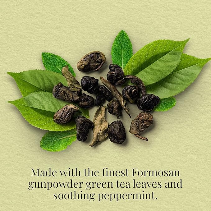 The Republic of Tea Moroccan Mint Green Full-Leaf Loose Tea 3.5 Oz Bag, Steeps 50 Cups | Caffeinated