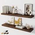 Fun Memories 40" Floating Shelves for Wall, 8 Inch Deep Floating Shelf for Books, Deep Bathroom Shelves Wall Mounted, Rustic Display Shelf for Kitchen, Bedroom, Living Room, Rustic Brown, 2 Pack