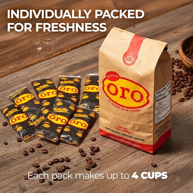 Mi cafe es ORO – Ground Coffee 100% Honduran Dark Roast; Exotic Flavor; Smooth Aroma; Ideal for Drip Coffee, Espresso, or French Press Brewing – Freshly Packed Coffee Bags – 14 Oz | 6-Pack