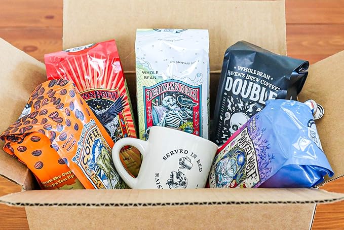 Raven's Brew Whole Bean Coffee Variety Pack - 3 Delicious Flavors - Three Peckered Billy Goat, Deadman's Reach and Resurrection Blend - 12oz each