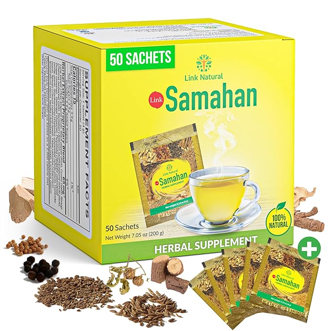 SAMAHAN Ayurvedic Herbal Tea Packets - Sri Lankan Ceylon Blend with 14 Natural Herbs Including Ginger, Black Pepper & More, Herbal Tea Bags for Wellness, Relaxation & Daily Comfort - 50 Count