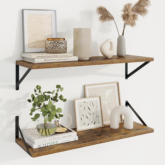 Axeman Deep Floating Shelves for Wall - 30 Inch Wide x 10 Inch Deep Floating Shelves Set of 2 -Rustic Wide Wall Shelves for Living Room Bathroom Bedroom