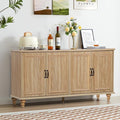 59" Sideboard Buffet Cabinet with Storage, Large Retro Credenza with 4 Doors & Adjustable Shelves Wood Rectangular Coffee Bar Table Console for Kitchen, Living Room, Hallway, Entry (Natural)