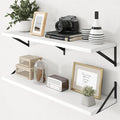 Axeman Deep Floating Shelves - 40 Inch White Floating Shelves Set of 2-12 Inch Deep Wood Wall Shelves for Living Room Bathroom Kitchen