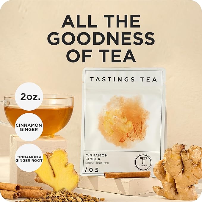 Tastings Tea Cinnamon Ginger Blend - 4.45oz Loose Leaf | Winter Warming | Bold Spice | Perfect Stocking Filler