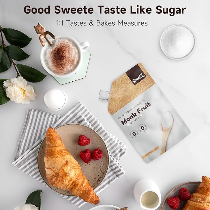 SPICEEL Natural Zero-Sugar Blend: Monk Fruit & Allulose Sweetener keto-friendl for guilt-free baking, beverages, and a healthy lifestyle. (1lb)