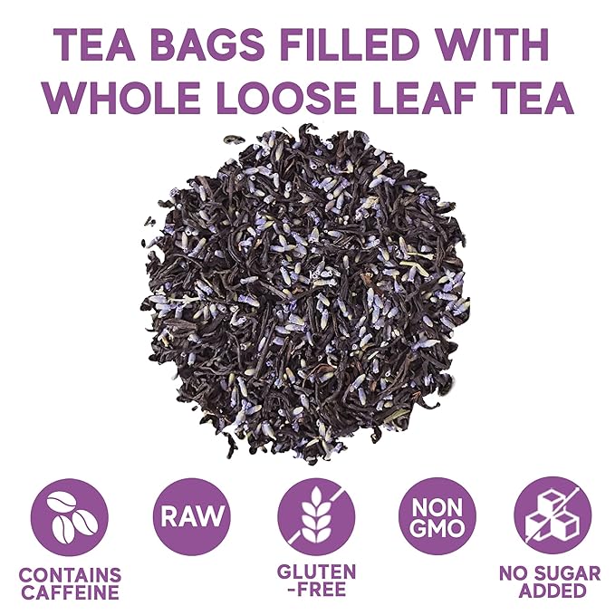 Sou Zen Earl Grey Lavender 30 Corn-Fiber Pyramid Tea Bags | Premium Loose Leaf Blend with Bergamot & Lavender | Naturally Organic Ingredients, No Additives