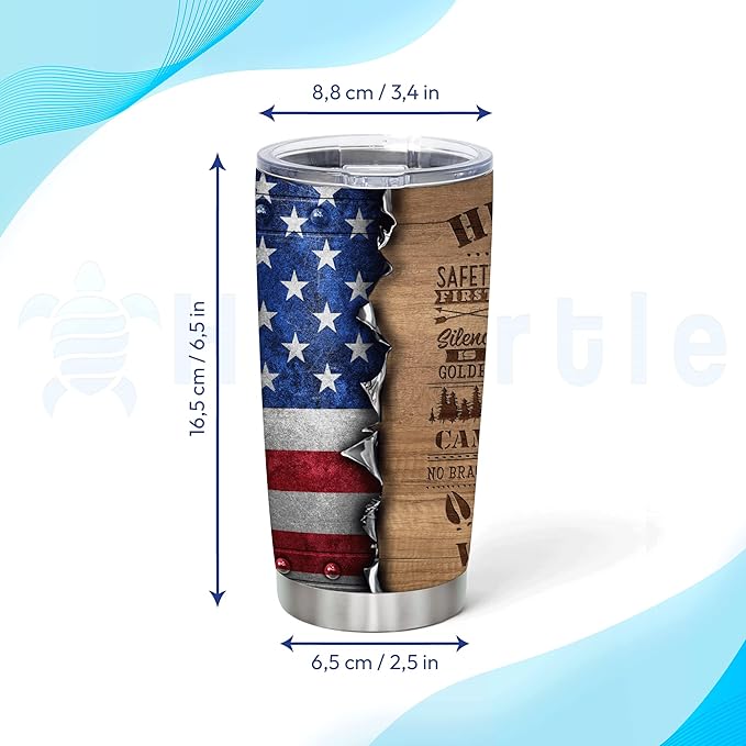 Hyturtle Personalized Hunting Gifts For Men - Deer Hunting Rules Tumbler 20 Oz Travel Coffee Mug Stainless Steel - Fathers Day Gift For Dad, Him, Boy, Husband, Hunters On Birthday, Christmas