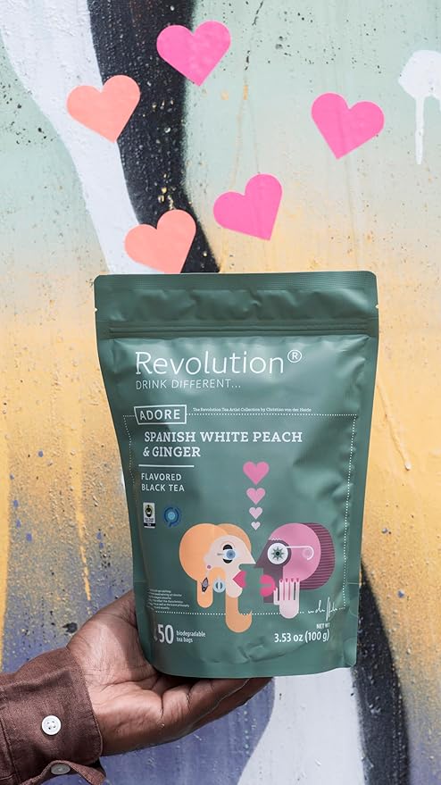 REVOLUTION TEA® Sweet Ginger Peach Black Tea [THE ORIGINAL] – Spanish White Peach & Ginger – Premium Full Leaf Tea – Biodegradable Infuser Tea Bags – Flavored Black Tea – 50 Bags