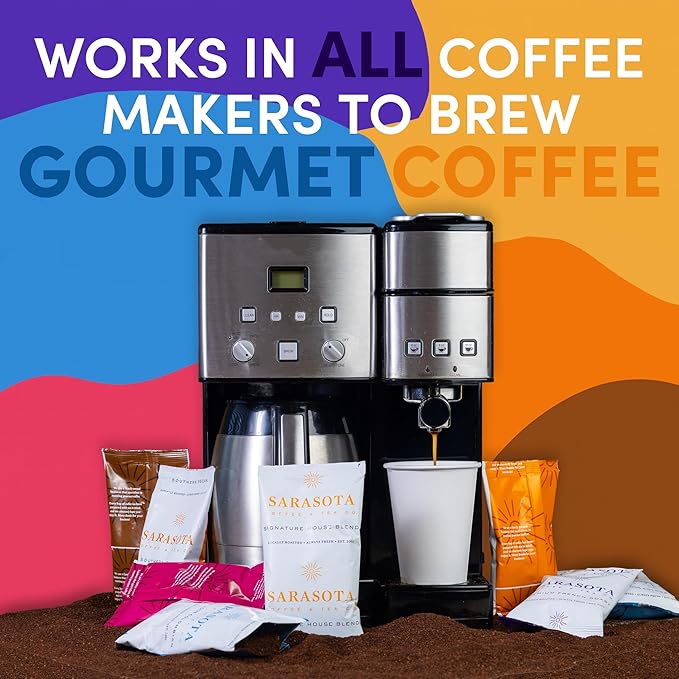 Coffee Packets Sampler – Coffee Variety Pack Ground Coffee Gift Set, Medium Dark & Flavored Roast, Low Acid Gourmet Pre-Measured Packs for 12-Cup Brewers, 2oz Individual Bags