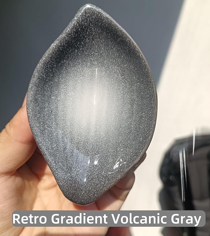 Coffee Spoon and Rest for Coffee Bar Accessories, Leaf Small Spoon Rest for Coffee Station, Tea Spoon Rest Tea Spoon Holder Teaspoon Rest, 1 PC (Retro Volcanic Ash with Rainbow Rose Spoon)