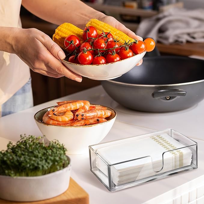 Acrylic Paper Towel Holder for Bathroom or Kitchen – Clear Countertop Dispenser for Trifold, Multifold, C-Fold Napkins, Disposable Hand Towels, Modern Napkin Tray, 9.85 x 4.75 x 2.75 Inch