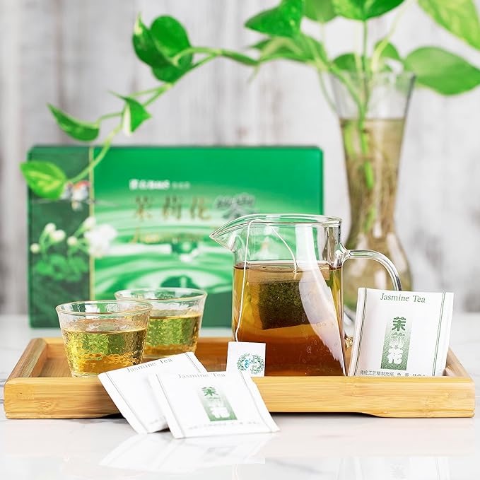 Wing Hop Fung Jasmine Green Tea Fresh Sealed Premium Natural Leaves Individually Wrapped 100 Tea Bags Perfect for Hot or Iced Tea