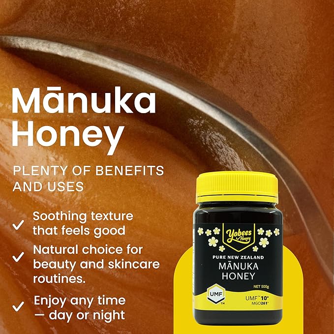 Yobees Honey Raw and unpasteurized New Zealand Manuka Honey Organic | MGO 261+ / Certified UMF 10+ | 17.6oz