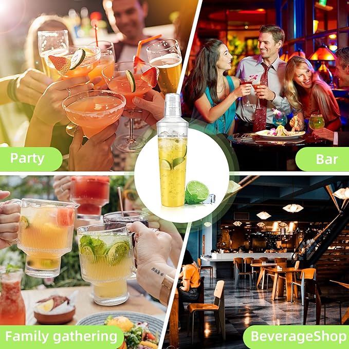 Plastic Boston Cocktail Shaker Set, 12 pack 24oz Shatterproof Bartender Kit with Built-in Strainer Lids, Travel Bar Tools for Beginners, Mixing Martinis, Margaritas (700ML-B, 12 pack)