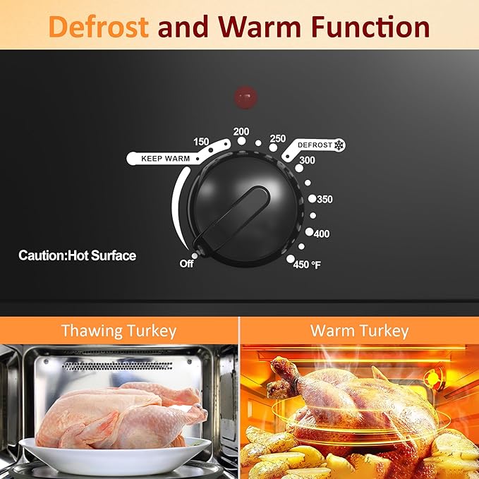 Sunvivi Electric Roaster,18 Quart Roasting Oven with Self-Basting Lid Removable Pan,Turkey Roaster Oven with 150 to 450F Temperature Control Cool-Touch Handles,Black