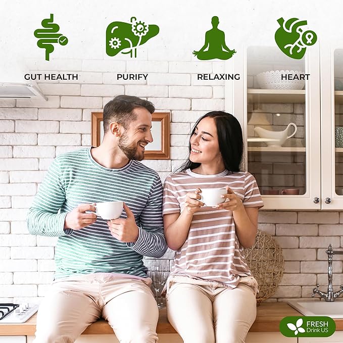 FreshDrinkUS, Premium 75 Tea Bags Men Super Tea – Herbal Blend with Senna, Dandelion Root, Ginger, Peppermint & More – 100% Natural, Sugar-Free. Caffeine-Free. Gluten-Free. Vegan