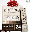 COFFREE Organic Instant Coffee Packets - 0% Decaf, Low Acid, Mold Free Coffee Made with Arabica Coffee Beans - Smooth & Balanced Taste - Hot or Cold Single Serve Travel Packets 24 Pack Box