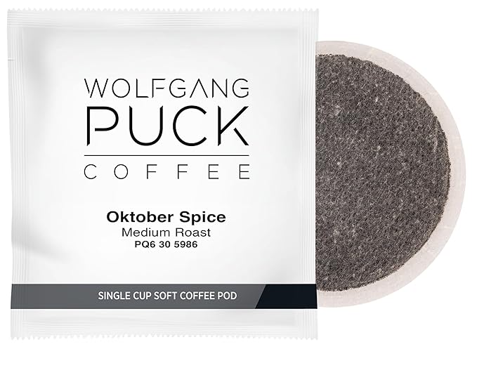 Wolfgang Puck Coffee, Oktober Spice, 12 Gram Soft Pods, 16 Count (Pack of 6)