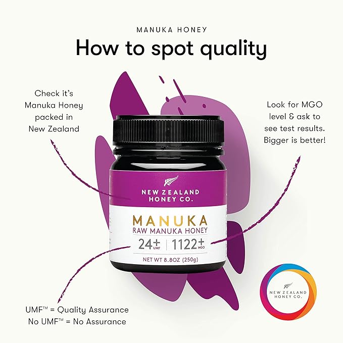New Zealand Honey Co. Raw Manuka Honey UMF 24+ / MGO 1122+ | UMF Certified | 8.8oz | Pure Raw Honey