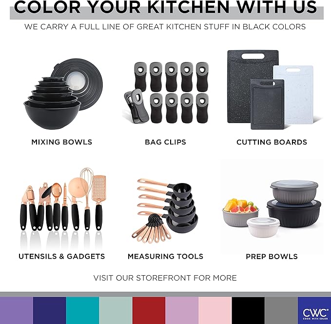 COOK WITH COLOR Collapsible Batter Bowl - Mess Free Breading Shaker Container - Great for Fried Fish, Fried Chicken, Onion Rings, Wings & More, Black