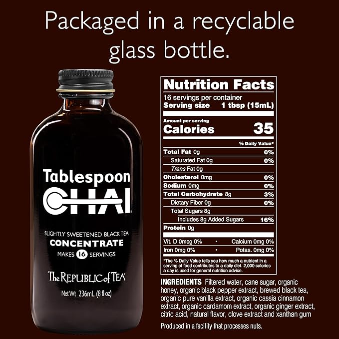 The Republic of Tea - Tablespoon Chai, Black Tea Chai Concentrate, 8 fl oz -16 Servings