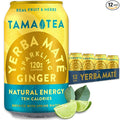 Sparkling Ginger Yerba Mate by Tama Tea - Unsweetened Natural Energy Drink with Real Fruit & Herbs - Healthy Caffeine Drink Alternative - 120mg of Brain-Boosting Caffeine, 10 Calories - 12oz Pack of 12