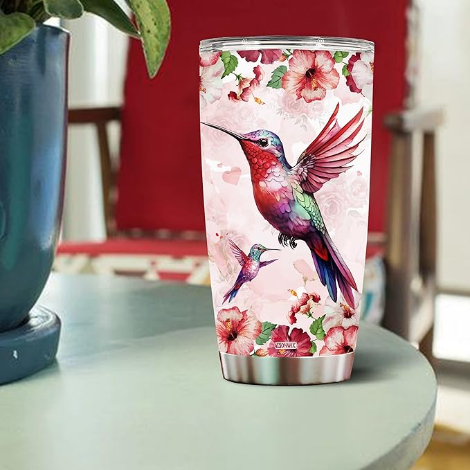 Hummingbird Tumbler 20oz Cute Animal Gift for Women, Girls Who Freaking Love Hummingbirds Lovers Perfect Birthday Christmas Valentine Wife Daughter Insulated Stainless Steel Coffee Cup with Lid