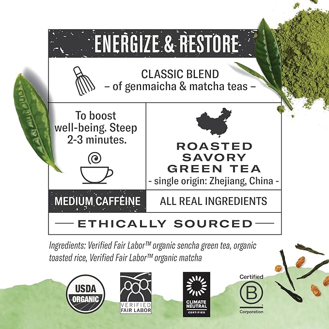 Numi Organic Green Tea Variety, 54 Green Tea Bags, Gunpowder, Jasmine Green & Matcha Toasted Rice