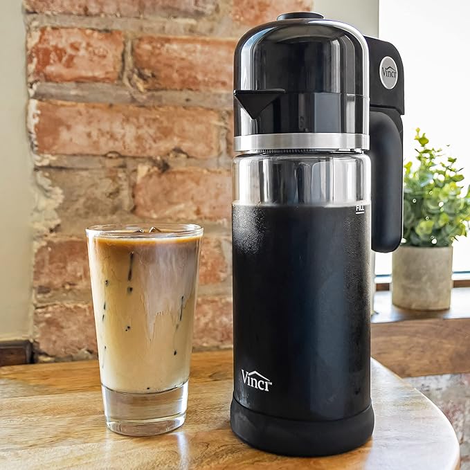 VINCI Express Cold Brew, Electric Cold Brew Coffee Maker in 5 minutes, Glass Carafe, 4 Brew Strength Settings & Cleaning Cycle, Easy to Use & Clean, Cold Brewer for Iced Coffee, 1.4 L Dial Control