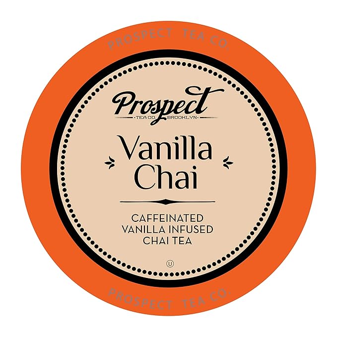 Prospect Tea Co. Caffeinated Vanilla Chai Tea Pods Compatible with K Cup Brewers Including 2.0, 40 Count