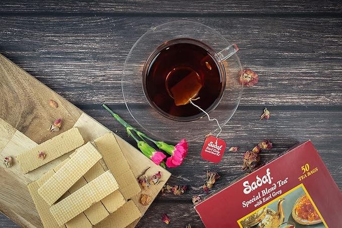 Sadaf Earl Grey Tea Bags | Special Blend Earl Grey Ceylon Black Tea | Product harvested in Sri Lanka | 100 bags (Pack of 2)