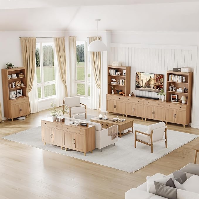 Sideboard Buffet Cabinet, Accent Cabinet with Storage, Console Coffee Bar Table with Drawer & Doors, Wood Sideboard Credenza Console Table for Living Room, Kitchen, Dining Room, Entryway