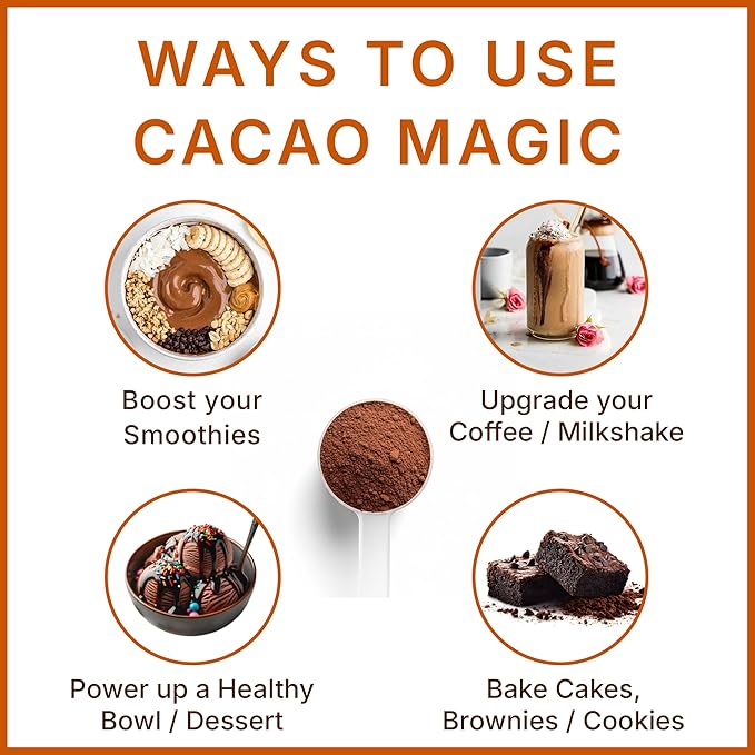MegaPlants Cacao Magic (50 Servings) | Superfood 5 Mushroom Blend | Lions Mane, Reishi, Chaga, Cordyceps, Turkey Tail | Smoothie, Hot Chocolate, Coffee Alternative