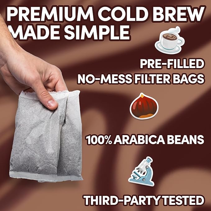 Sarasota Coffee 1905 Cold Brew Coffee Bags | Salted Caramel | Blonde-Medium Roast | Smooth & Low Acid | Ground Filter Packs | Cold Brew Kit Makes 14 Cups | Creamy Caramel & Sea Salt Notes