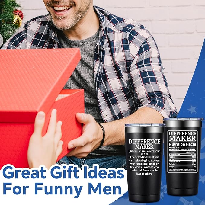 Difference Maker Gifts - Christmas Thank You Gift for Men Women - Teacher Appreciation Gifts - Inspirational Gift for Coworker, Boss, Assistant, Employee - 20oz Tumbler