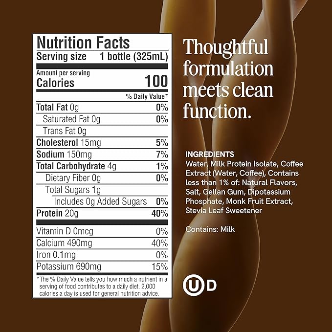 Protein Coffee - High Protein - Real Cold Brew - 20g Protein - 1g Sugar - 100 Calories - No Added Sugar - Coffee - Protein - 11 FL OZ - 12 Pack (Caramel)